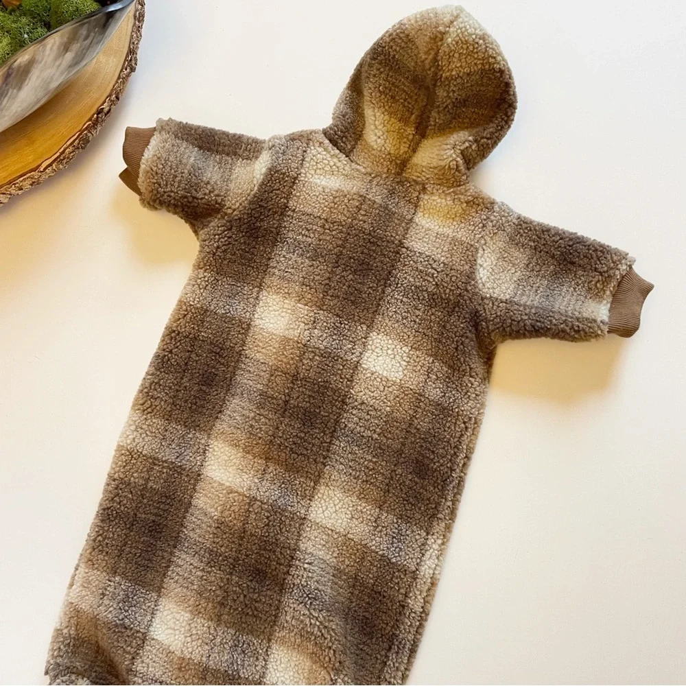 Old Navy Plaid Sherpa Fleece Hooded Winter Bunting | 0-3m